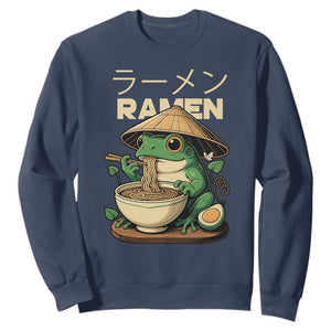 Frog Eating Ramen Sweatshirt Funny Japanese Food Lover Anime TS12 Navy Print Your Wear