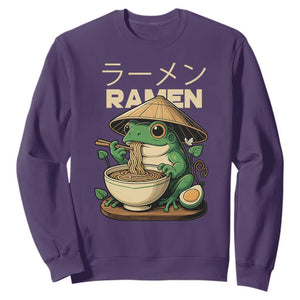 Frog Eating Ramen Sweatshirt Funny Japanese Food Lover Anime TS12 Purple Print Your Wear