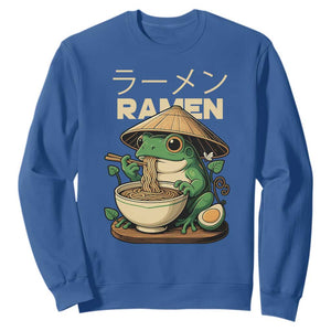Frog Eating Ramen Sweatshirt Funny Japanese Food Lover Anime TS12 Royal Blue Print Your Wear