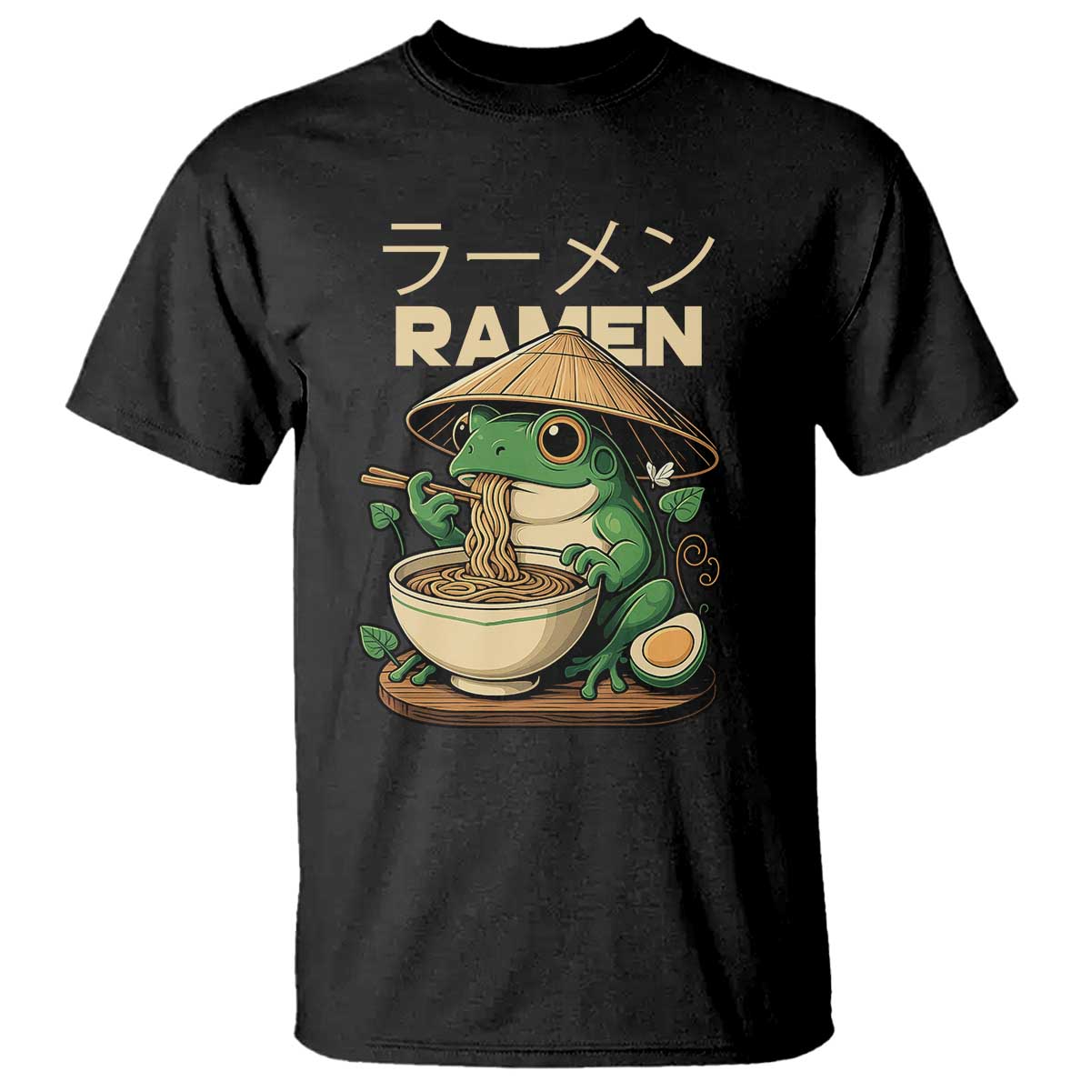 Frog Eating Ramen T Shirt Funny Japanese Food Lover Anime TS12 Black Print Your Wear