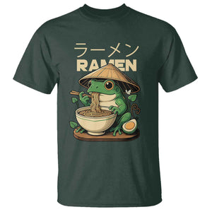 Frog Eating Ramen T Shirt Funny Japanese Food Lover Anime TS12 Dark Forest Green Print Your Wear