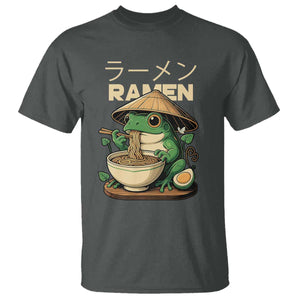 Frog Eating Ramen T Shirt Funny Japanese Food Lover Anime TS12 Dark Heather Print Your Wear