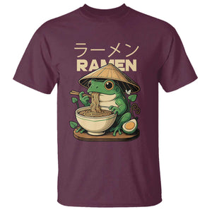 Frog Eating Ramen T Shirt Funny Japanese Food Lover Anime TS12 Maroon Print Your Wear
