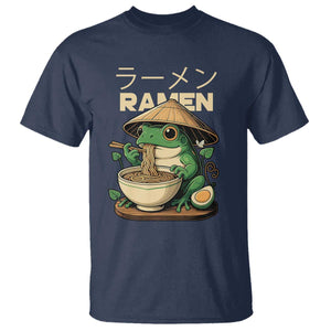 Frog Eating Ramen T Shirt Funny Japanese Food Lover Anime TS12 Navy Print Your Wear