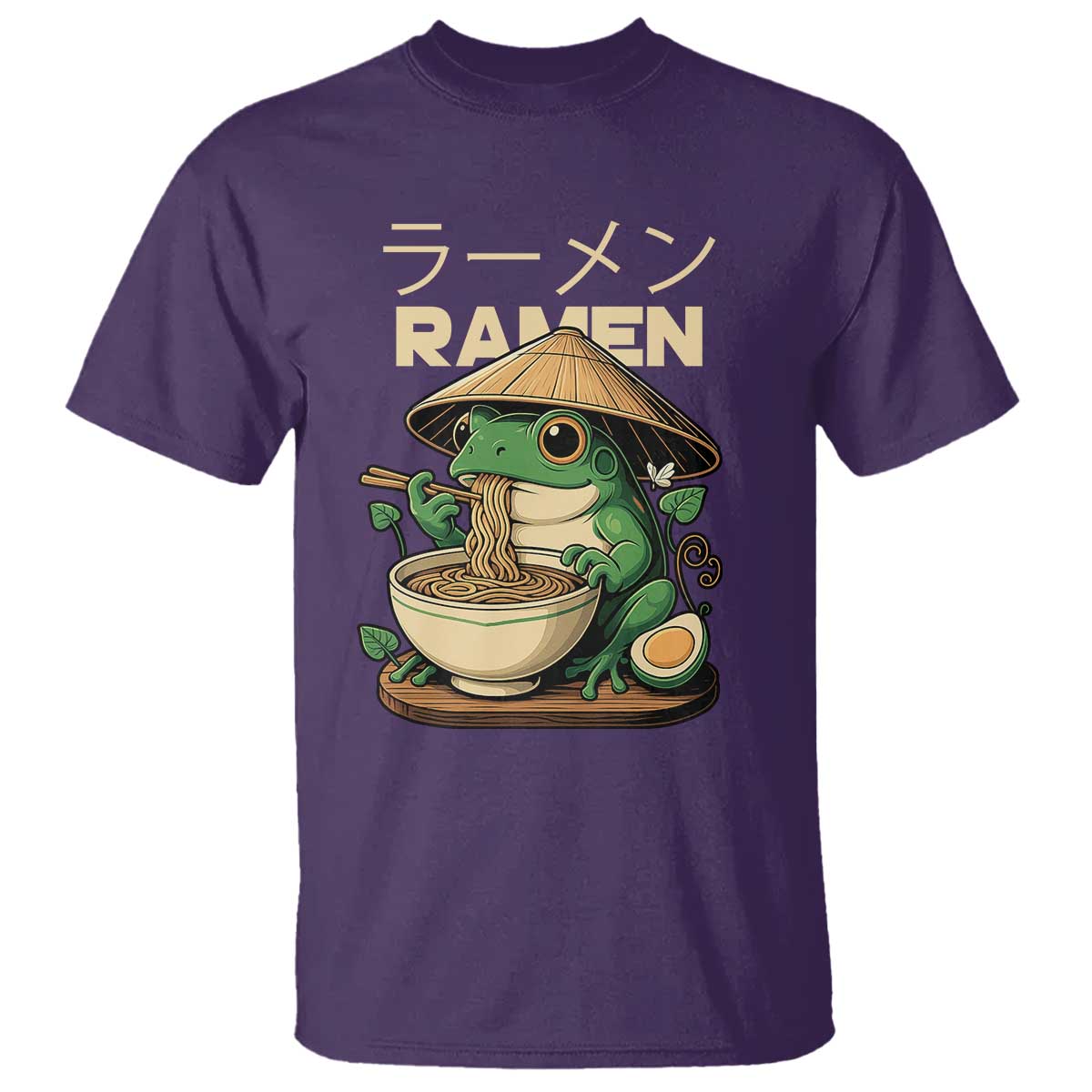 Frog Eating Ramen T Shirt Funny Japanese Food Lover Anime TS12 Purple Print Your Wear