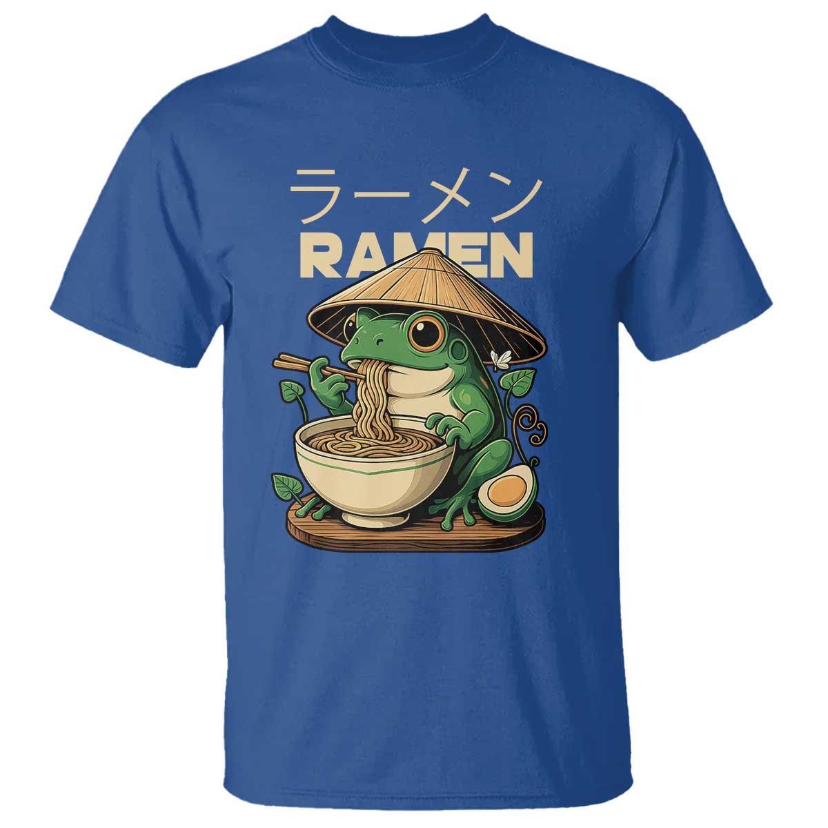 Frog Eating Ramen T Shirt Funny Japanese Food Lover Anime TS12 Royal Blue Print Your Wear