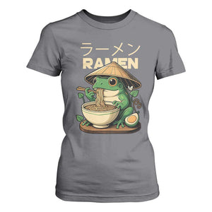Frog Eating Ramen T Shirt For Women Funny Japanese Food Lover Anime TS12 Charcoal Print Your Wear