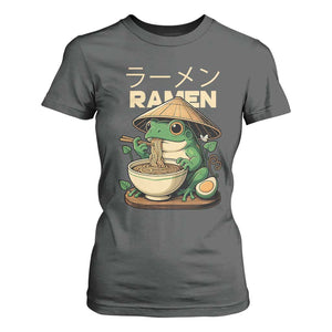 Frog Eating Ramen T Shirt For Women Funny Japanese Food Lover Anime TS12 Dark Heather Print Your Wear