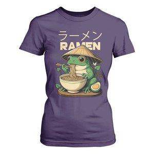 Frog Eating Ramen T Shirt For Women Funny Japanese Food Lover Anime TS12 Purple Print Your Wear
