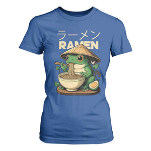 Frog Eating Ramen T Shirt For Women Funny Japanese Food Lover Anime TS12 Royal Blue Print Your Wear