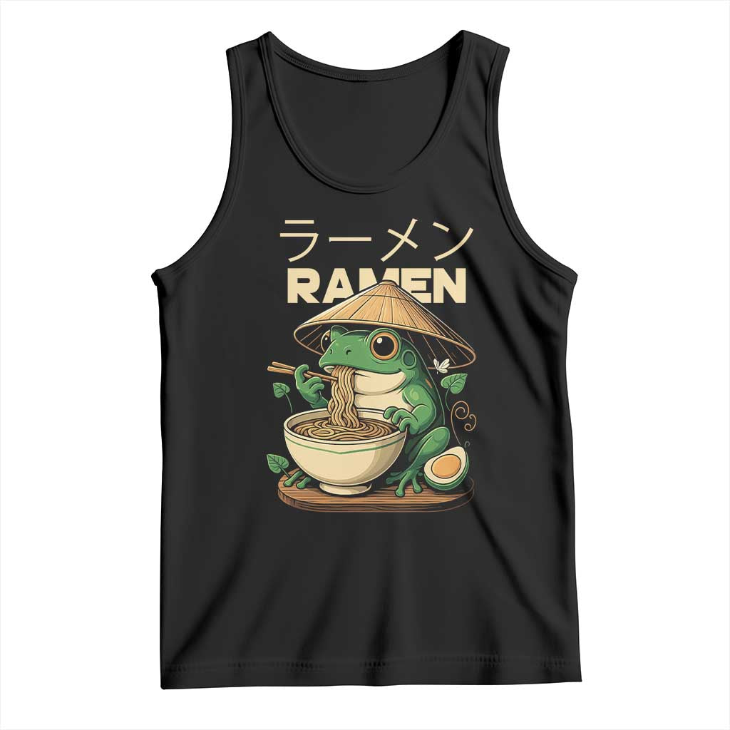 Frog Eating Ramen Tank Top Funny Japanese Food Lover Anime TS12 Black Print Your Wear