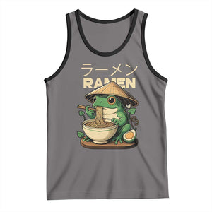 Frog Eating Ramen Tank Top Funny Japanese Food Lover Anime TS12 Deep Heather Black Print Your Wear