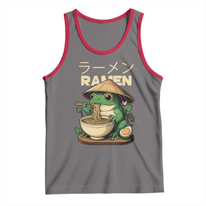 Frog Eating Ramen Tank Top Funny Japanese Food Lover Anime TS12 Deep Heather Red Print Your Wear