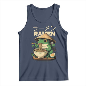 Frog Eating Ramen Tank Top Funny Japanese Food Lover Anime TS12 Navy Print Your Wear