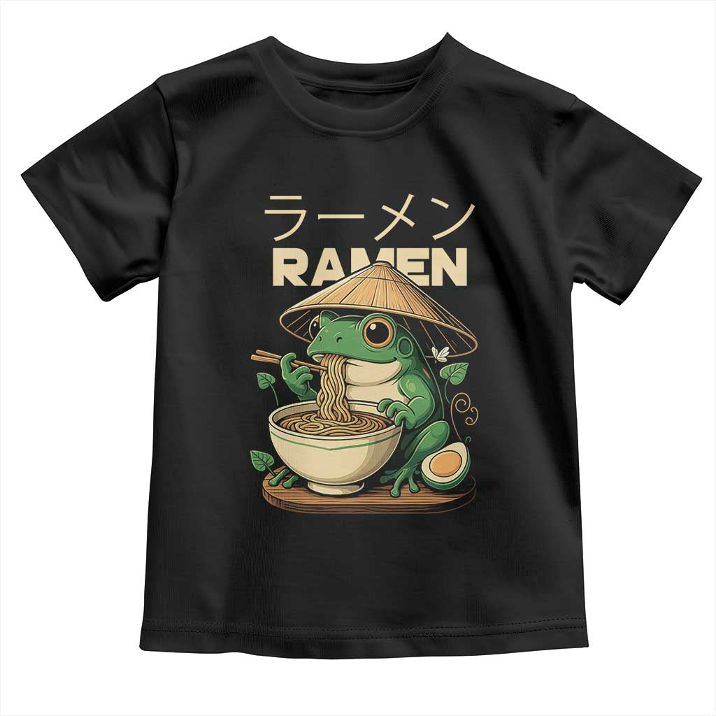 Frog Eating Ramen Toddler T Shirt Funny Japanese Food Lover Anime TS12 Black Print Your Wear