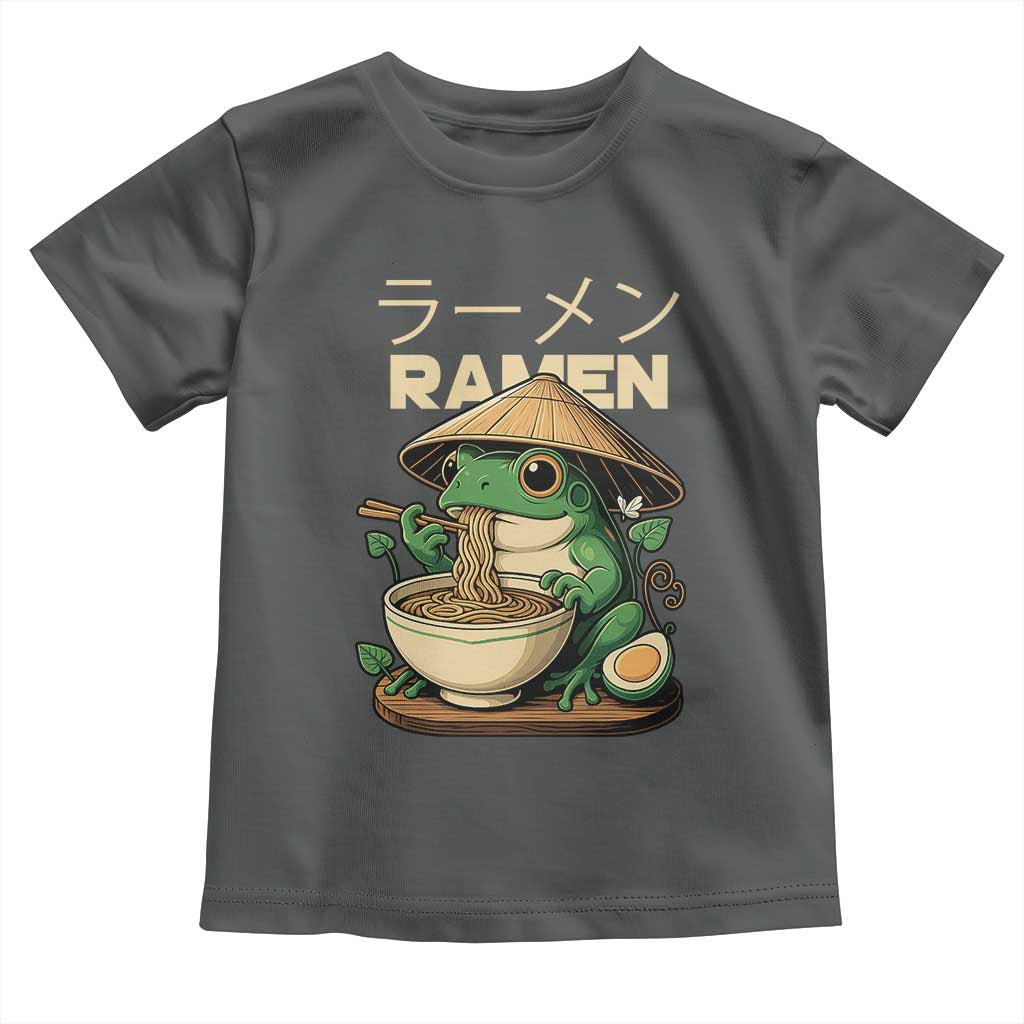 Frog Eating Ramen Toddler T Shirt Funny Japanese Food Lover Anime TS12 Dark Heather Print Your Wear