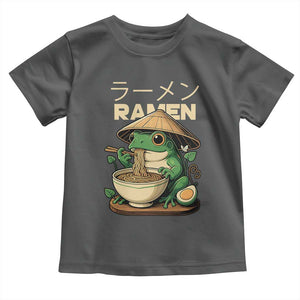 Frog Eating Ramen Toddler T Shirt Funny Japanese Food Lover Anime TS12 Dark Heather Print Your Wear