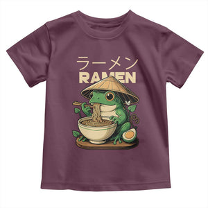 Frog Eating Ramen Toddler T Shirt Funny Japanese Food Lover Anime TS12 Maroon Print Your Wear