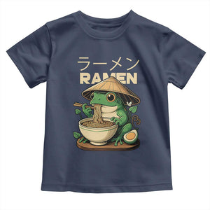 Frog Eating Ramen Toddler T Shirt Funny Japanese Food Lover Anime TS12 Navy Print Your Wear