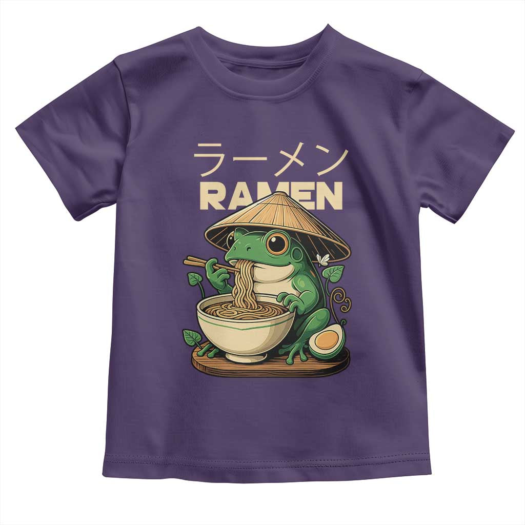 Frog Eating Ramen Toddler T Shirt Funny Japanese Food Lover Anime TS12 Purple Print Your Wear