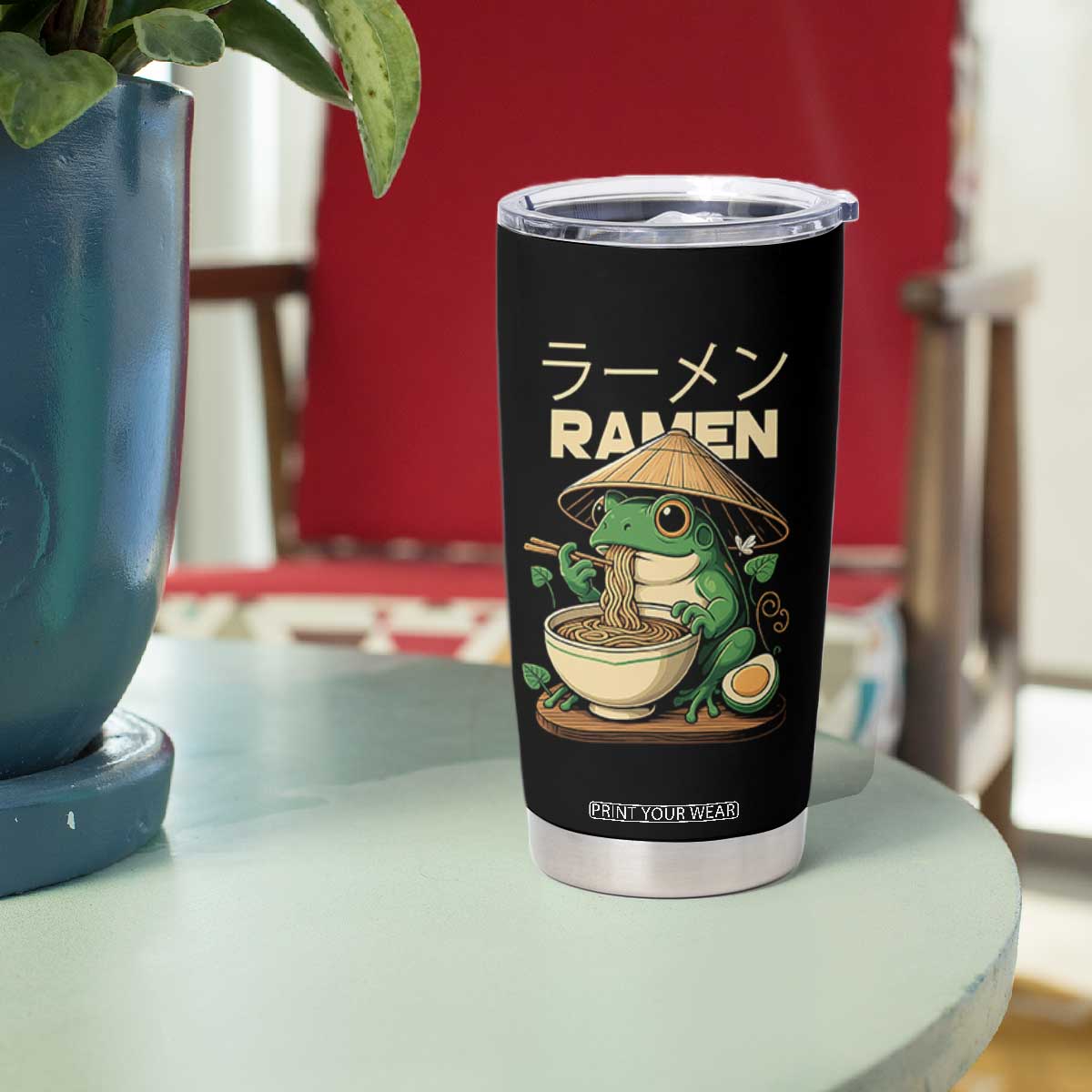 Frog Eating Ramen Tumbler Cup Funny Japanese Food Lover Anime TS12 Print Your Wear