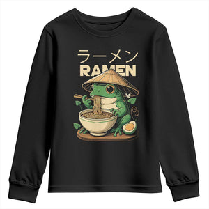 Frog Eating Ramen Youth Sweatshirt Funny Japanese Food Lover Anime TS12 Black Print Your Wear