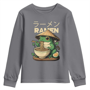 Frog Eating Ramen Youth Sweatshirt Funny Japanese Food Lover Anime TS12 Charcoal Print Your Wear