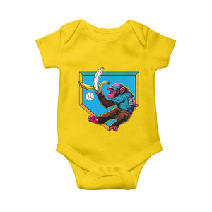 Funny Monkey Playing Baseball With Banana Baby Onesie Sport Humor Gift TS12 Daisy Print Your Wear