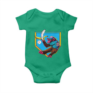 Funny Monkey Playing Baseball With Banana Baby Onesie Sport Humor Gift TS12 Irish Green Print Your Wear