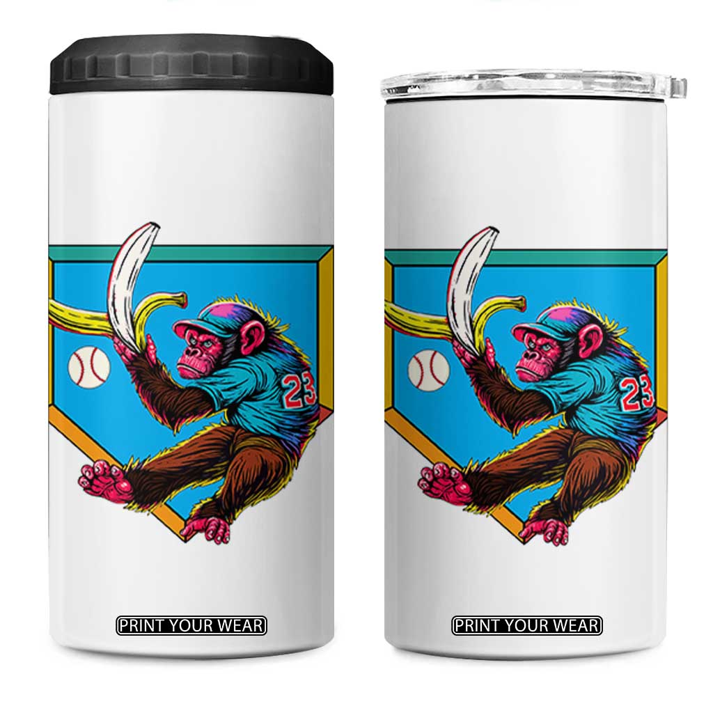 Funny Monkey Playing Baseball With Banana 4 in 1 Can Cooler Tumbler Sport Humor Gift TS12 One Size: 16 oz White Print Your Wear