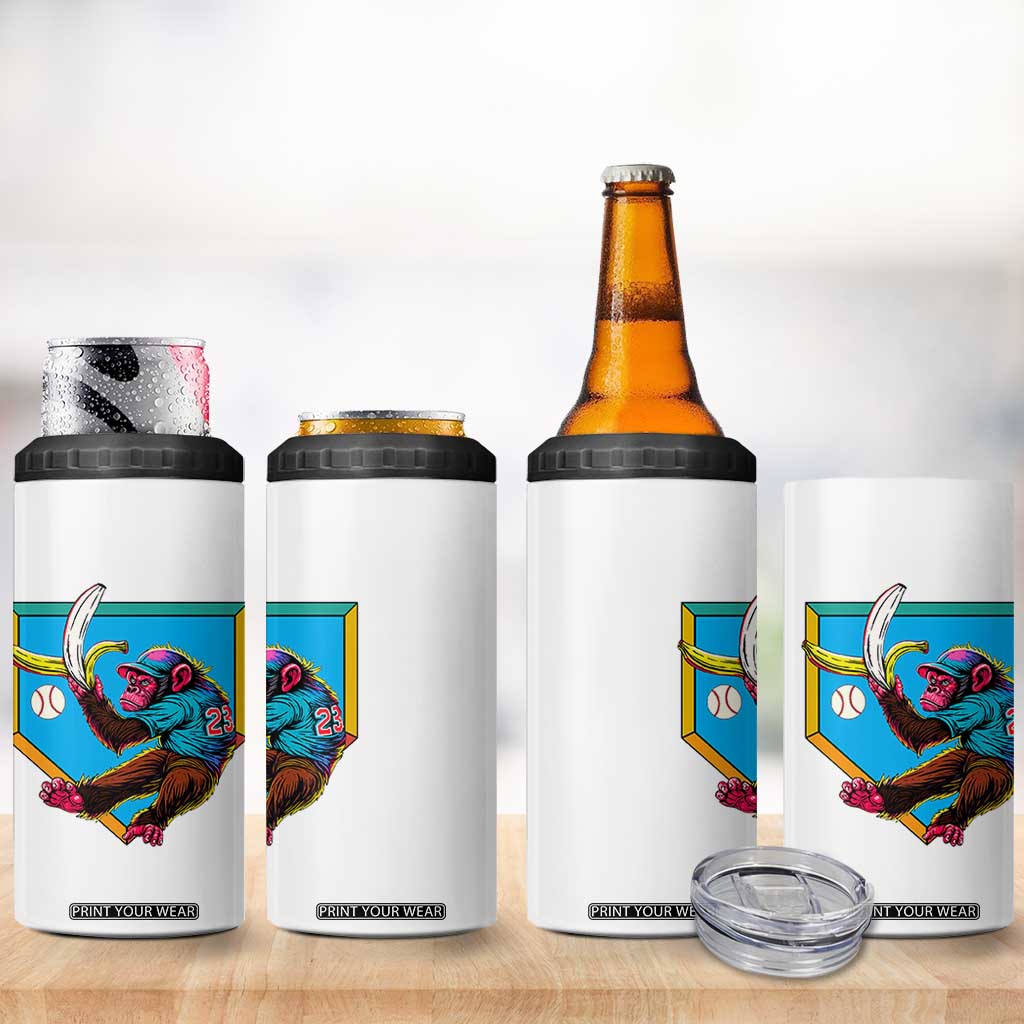 Funny Monkey Playing Baseball With Banana 4 in 1 Can Cooler Tumbler Sport Humor Gift TS12 Print Your Wear