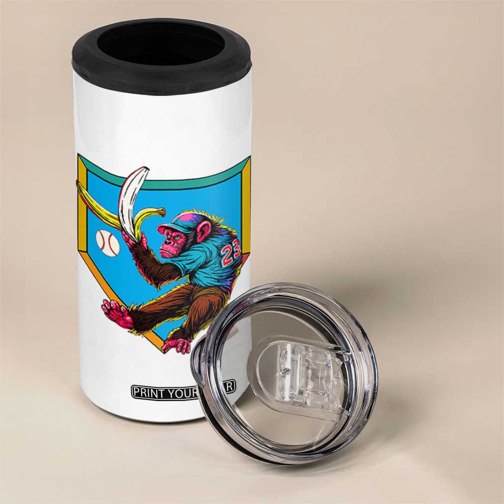 Funny Monkey Playing Baseball With Banana 4 in 1 Can Cooler Tumbler Sport Humor Gift TS12 Print Your Wear
