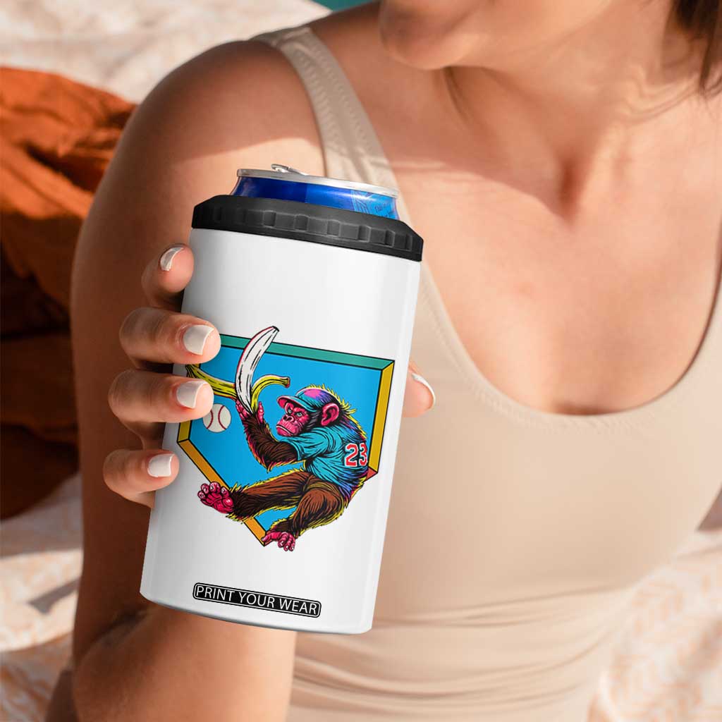 Funny Monkey Playing Baseball With Banana 4 in 1 Can Cooler Tumbler Sport Humor Gift TS12 Print Your Wear