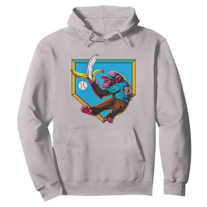 Funny Monkey Playing Baseball With Banana Hoodie Sport Humor Gift TS12 Ice Gray Print Your Wear