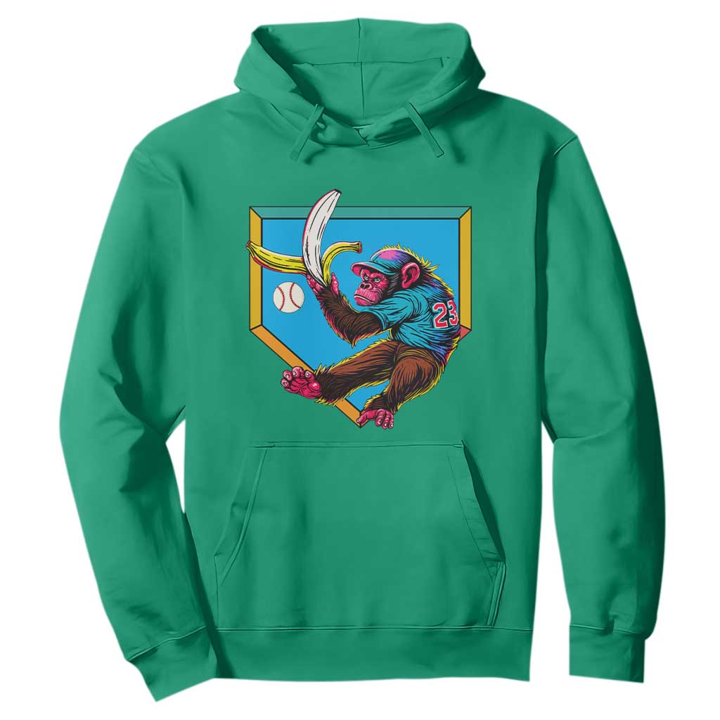 Funny Monkey Playing Baseball With Banana Hoodie Sport Humor Gift TS12 Irish Green Print Your Wear