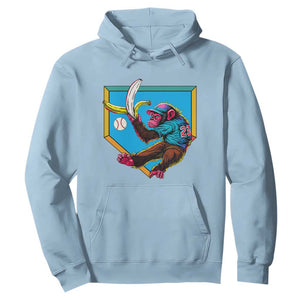 Funny Monkey Playing Baseball With Banana Hoodie Sport Humor Gift TS12 Light Blue Print Your Wear