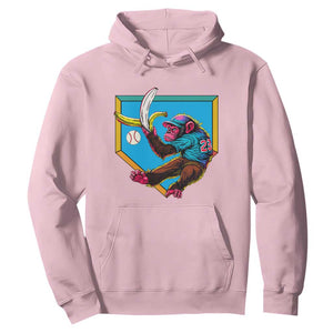 Funny Monkey Playing Baseball With Banana Hoodie Sport Humor Gift TS12 Light Pink Print Your Wear