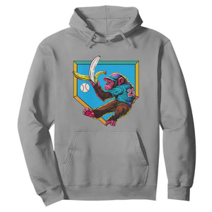Funny Monkey Playing Baseball With Banana Hoodie Sport Humor Gift TS12 Sport Gray Print Your Wear