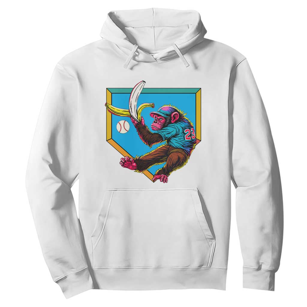 Funny Monkey Playing Baseball With Banana Hoodie Sport Humor Gift TS12 White Print Your Wear