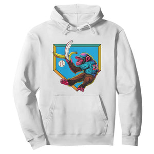 Funny Monkey Playing Baseball With Banana Hoodie Sport Humor Gift TS12 White Print Your Wear