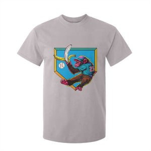 Funny Monkey Playing Baseball With Banana T Shirt For Kid Sport Humor Gift TS12 Ice Gray Print Your Wear