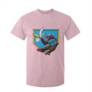 Funny Monkey Playing Baseball With Banana T Shirt For Kid Sport Humor Gift TS12 Light Pink Print Your Wear