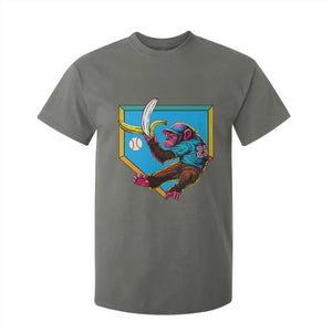 Funny Monkey Playing Baseball With Banana T Shirt For Kid Sport Humor Gift TS12 Military Green Print Your Wear