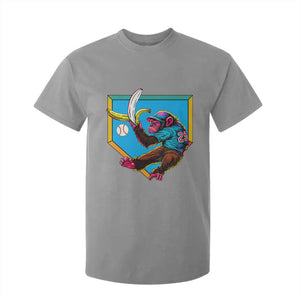 Funny Monkey Playing Baseball With Banana T Shirt For Kid Sport Humor Gift TS12 Sport Gray Print Your Wear