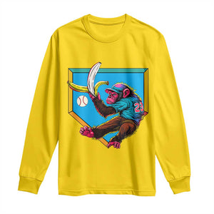 Funny Monkey Playing Baseball With Banana Long Sleeve Shirt Sport Humor Gift TS12 Daisy Print Your Wear