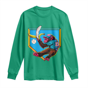 Funny Monkey Playing Baseball With Banana Long Sleeve Shirt Sport Humor Gift TS12 Irish Green Print Your Wear
