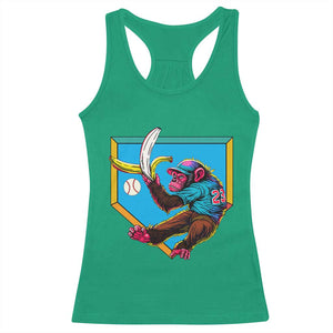Funny Monkey Playing Baseball With Banana Racerback Tank Top Sport Humor Gift TS12 Irish Green Print Your Wear
