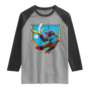 Funny Monkey Playing Baseball With Banana Raglan Shirt Sport Humor Gift TS12 Sport Gray Black Print Your Wear