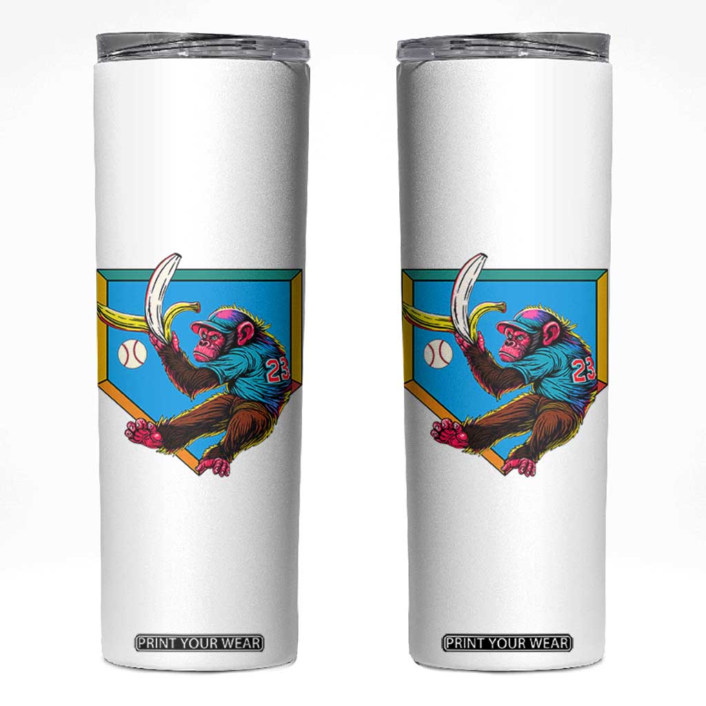 Funny Monkey Playing Baseball With Banana Skinny Tumbler Sport Humor Gift TS12 White Print Your Wear