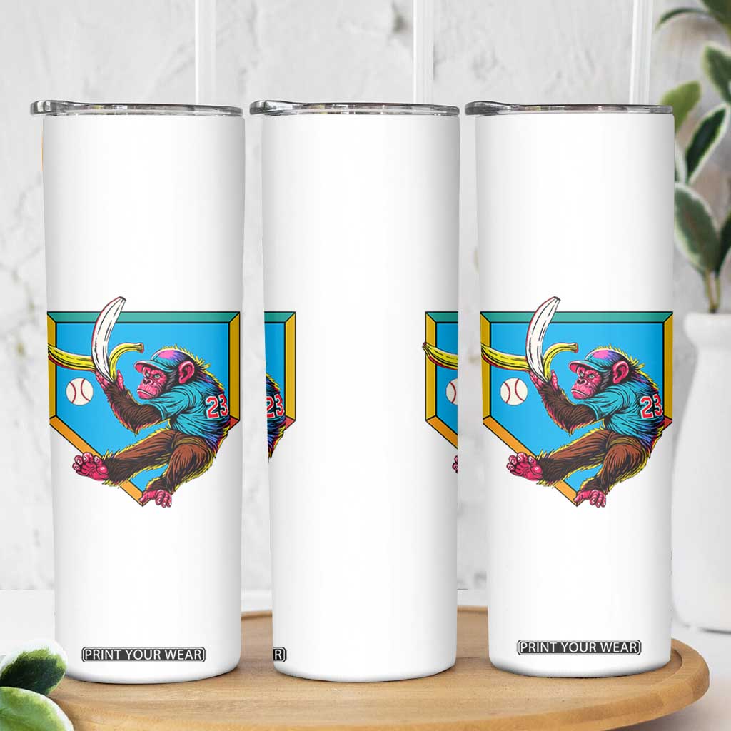 Funny Monkey Playing Baseball With Banana Skinny Tumbler Sport Humor Gift TS12 Print Your Wear